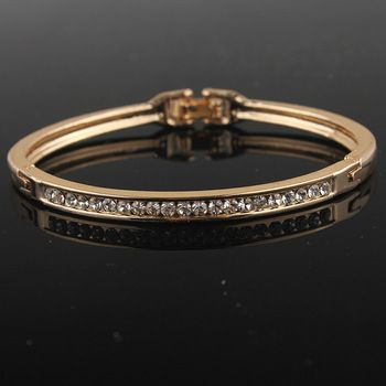 Gold Austrian Crystal Bangle Bracelet
