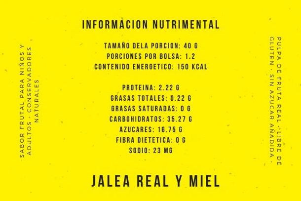 Etiqueta Nutrimental Jalea Real y Miel