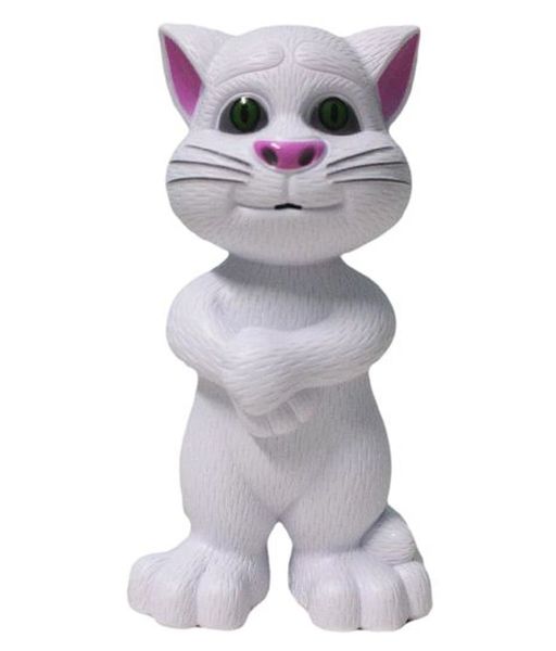 Inteligent cute white tom cat with touch recording story & music