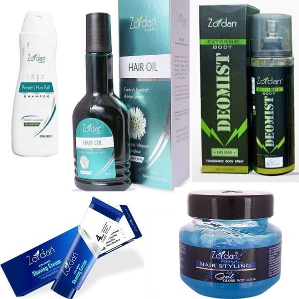 Zordan Men's Styling Herbal Combo Pack (Body Deo,Hair Oil,Shampoo,Shaving Cream,Hair Gel)