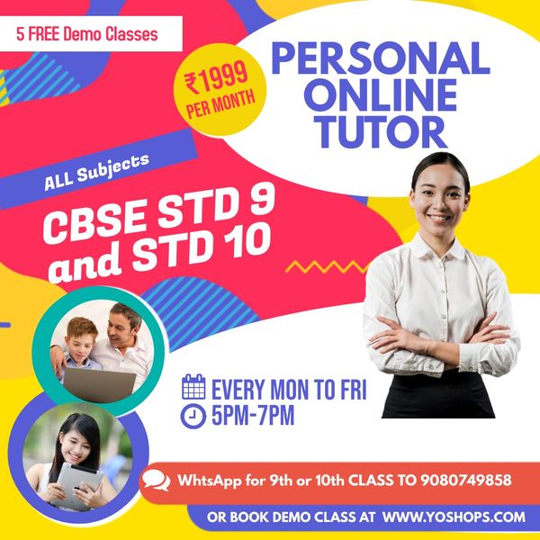 ONLINE CLASSES for STD 9 and STD 10 (FREE 5 DAYS DEMO CBSE)