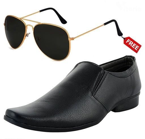 Men Formal Shoes Black Color With Free Sunglasses