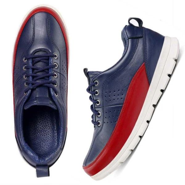 Casual Leather Sneakers for Men (Red+Blue)