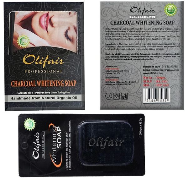 Olifair Charcoal Whitening Soap 120 gm(Riya Fruity Soap Free)