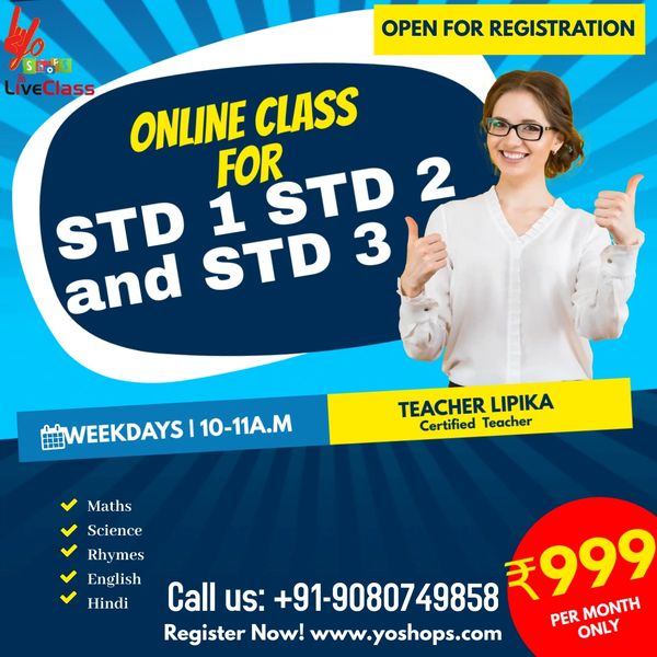 ONLINE TUITION FOR CLASS STD 1, STD 2 And STD 3 (FREE 5 DAYS DEMO CLASS)