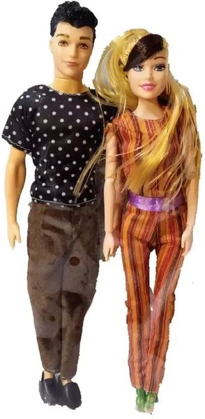 Lovely Couple Set with Movable Joints Doll in Role Playing Game for Kids Multicolour (Green,Black,Blue)