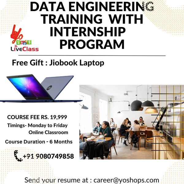 Data Engineer Training Internship Program with Free Gift JioBook Laptop