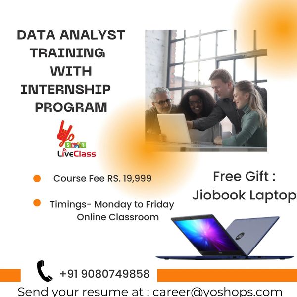 Data Analyst Training Internship Program with Free Gift JioBook Laptop