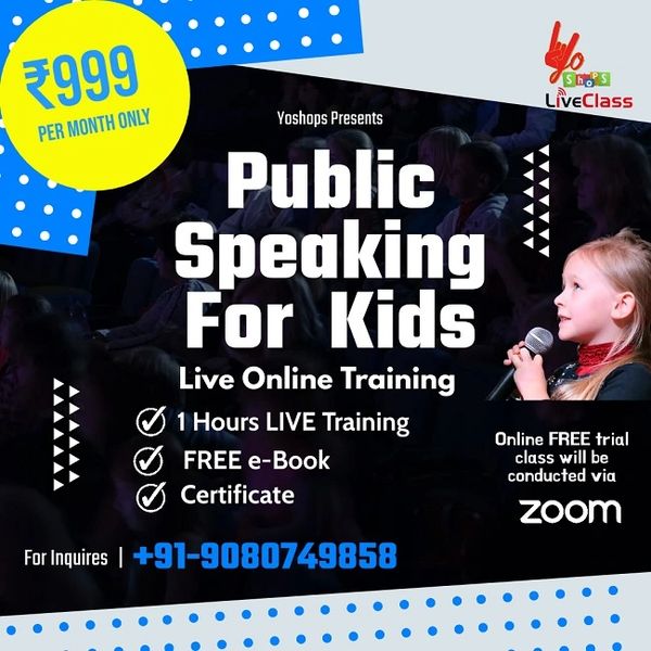 Public Speaking LIVE Online Class for kids ages 5 to 15