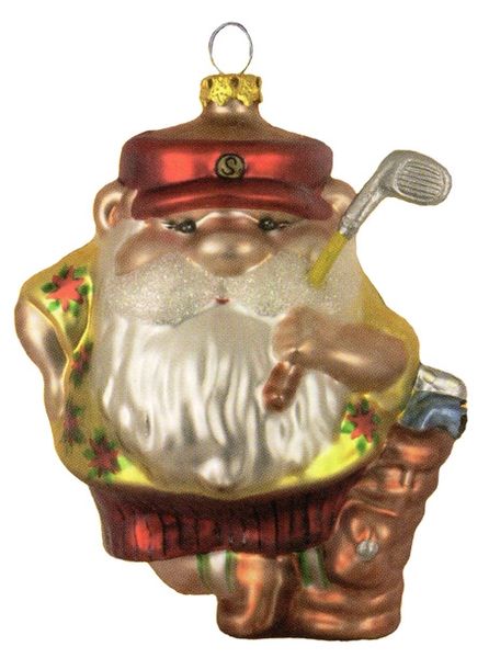 "Warm Wishes" Santa Golfer Glass Ornament