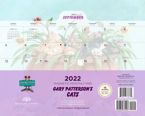 Gary Patterson Cat Calendar 2022 2022 Cats Magnetic Calendar Pad | Gary Patterson Calendars And Other  Merchandise