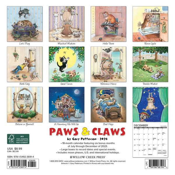 2024 Paws & Claws Mini Calendar Gary Patterson calendars and other