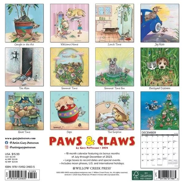 2024 Gary Patterson's Paws and Claws Wall Calendar Gary Patterson