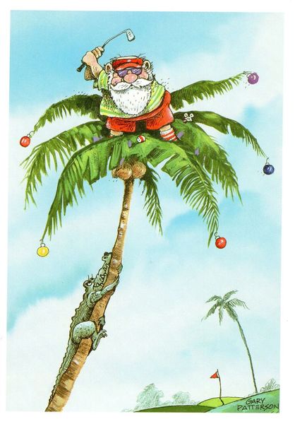 Santa in the Rough Golf Christmas cards