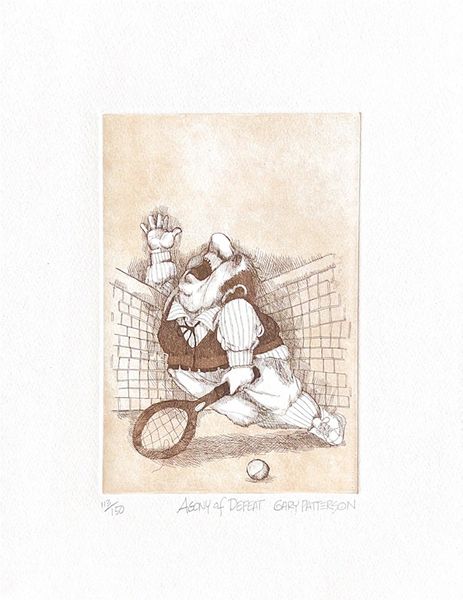 Agony of Defeat tennis limited edition etching