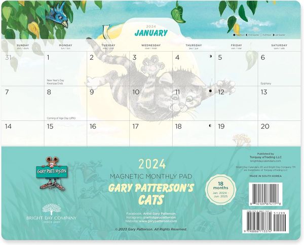 2024 Cats Magnetic Calendar PAD