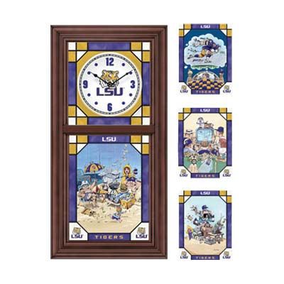 LSU Tigers Stained Glass Clock