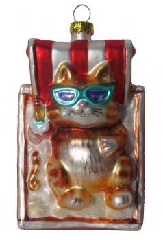 "Just Chilin'" Cat Glass Ornament