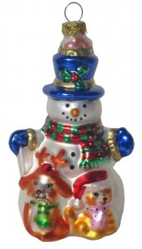 "Happy Holidays" Cat & Dog Glass Ornament
