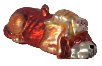 "Lazy Daze" Cat and Dog Glass Ornament