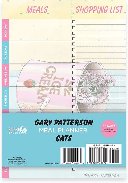 Cat Magnetic Meal Planner Notepad (4 original illustrations)