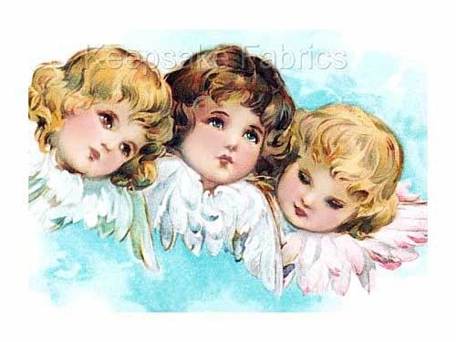Three Adorable Cherub Faces Angel Quilt Block | Keepsake Fabrics