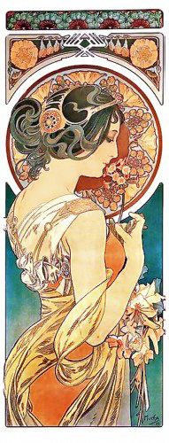 Mucha Art Nouveau Lady Profile Fabric Crazy Quilt Block (A2 | Keepsake ...