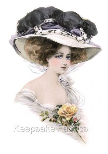 Lovely Victorian Lady Sepia Reproduction Quilt Block (S3 | Keepsake Fabrics