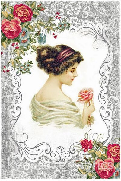 Lovely Victorian Lady Repro Fabric Crazy Quilt Block (M4 | Keepsake Fabrics