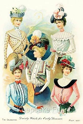 1900 Delineator Ladies Summer Waist Fabric Block | Keepsake Fabrics
