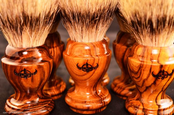 Burled Congolese Tigerwood with Pure Silvertip Badger Brush