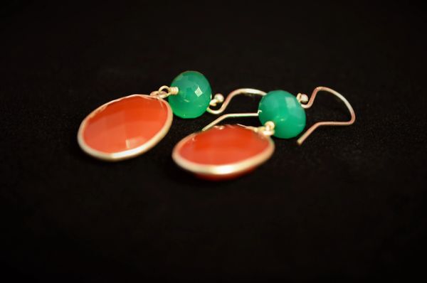 Green Onyx and Carnelian set in Sterling Silver