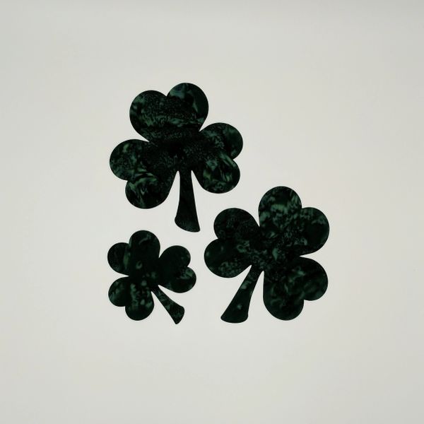 Set of three laser cut and pre fused shamrock appliques
