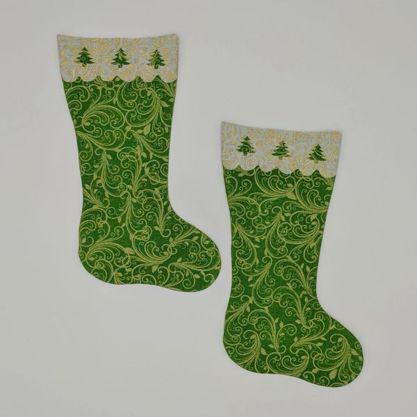 Christmas Stockings with Tree Accents, Laser Cut and Pre-Fused Applique Embellishment