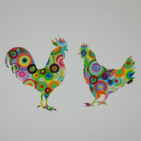 Funky Chickens, Laser Cut and Pre-fused Applique Embellishment