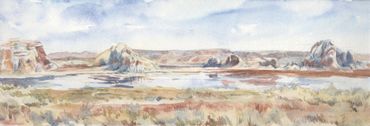 Watercolor painting of Lake Powell