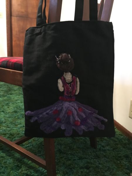 Ballerina tote bag .. needle felted made to order