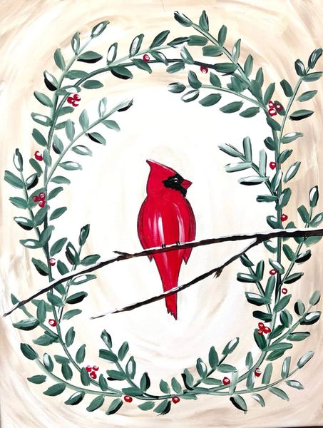Easy cardinal painting class kit for jan 16 online class