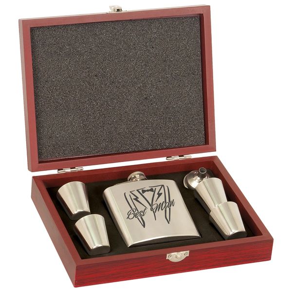 Flask Set with Rosewood Case