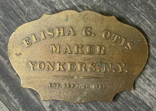 ELISHA G OTIS BRASS BELT BUCKLE 1/4 SCALE REPLICA OF OTIS high quality ELEVATOR NAME PLATES