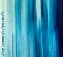 Ombré shades of blue with “blue sonnet design studio”