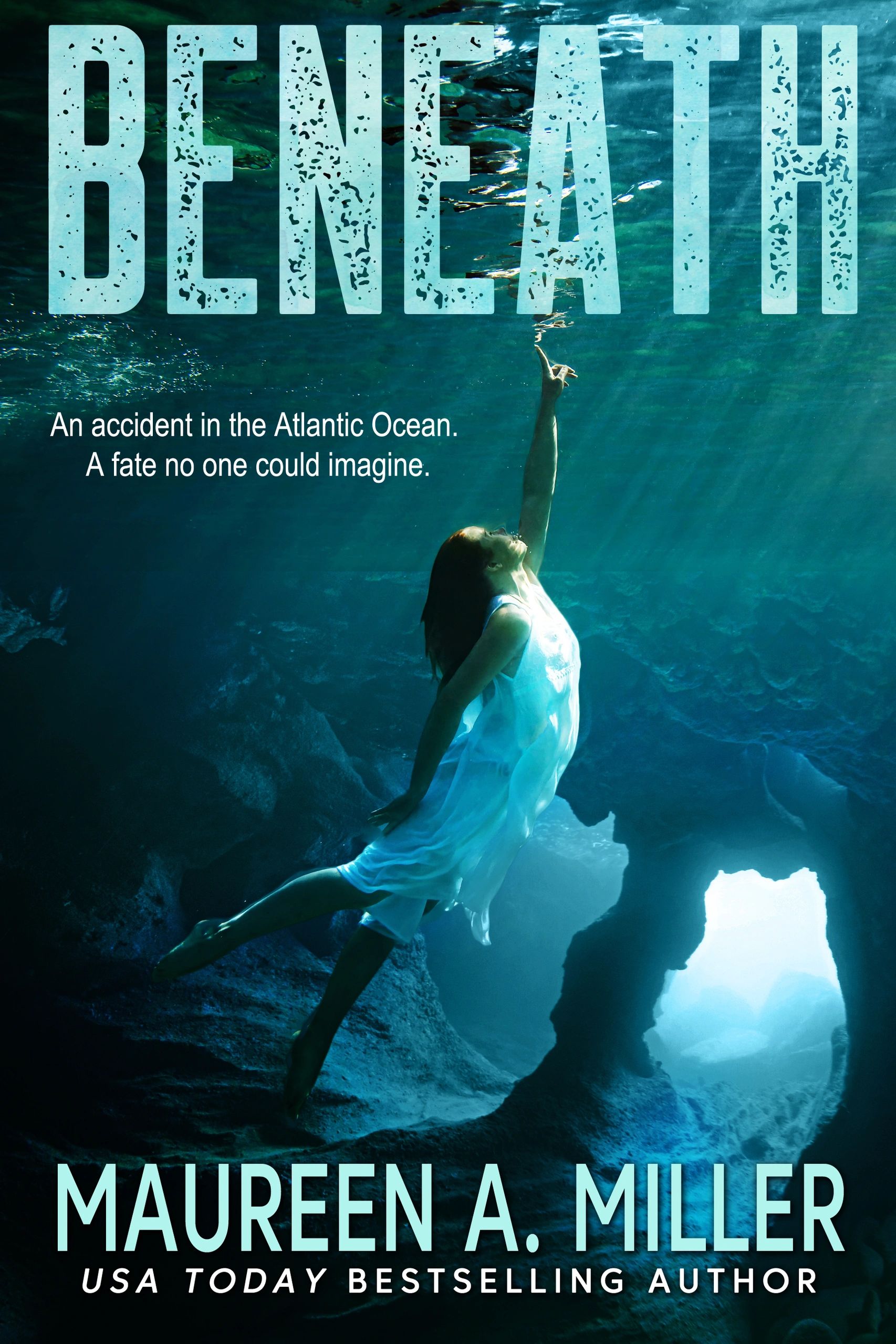 BENEATH book cover. Girl underwater.