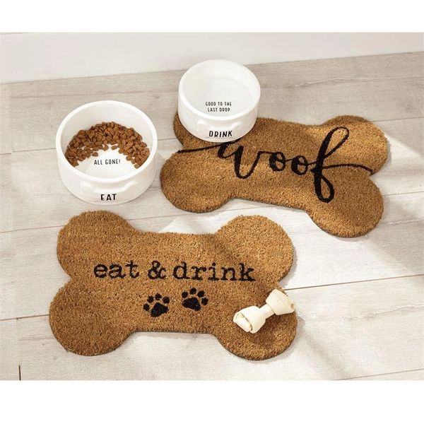 Custom Chic Beach House Bone Shaped Dog Food Mat