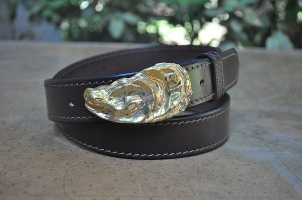 may river brass oyster shell buckle