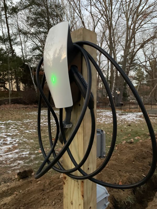 60A Tesla Charger on Exterior Post