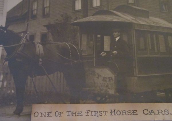 Oversized Gloucester Street Railway Photograph Of One Of The First Horse Cars