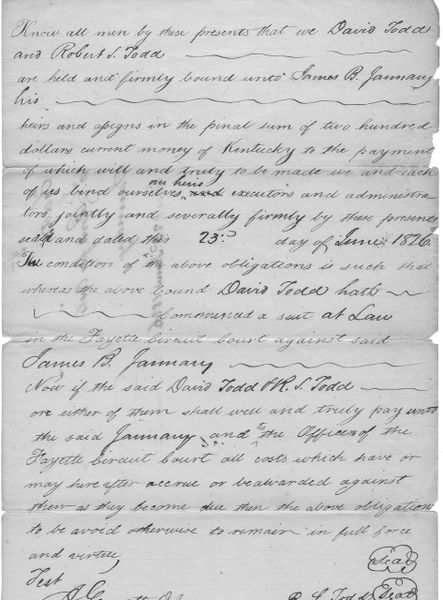 Mary Todd Lincoln's Father Robert Smith Todd In Legal Bond With Son David