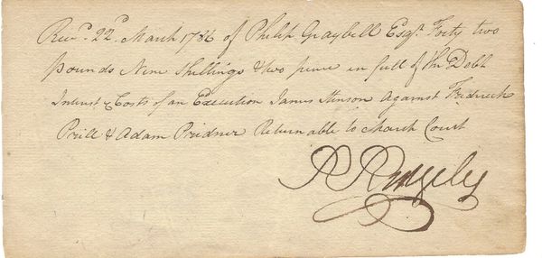 Continental Congress, Council Of Safety Member Signs Receipt Involving Member Of The German Regiment