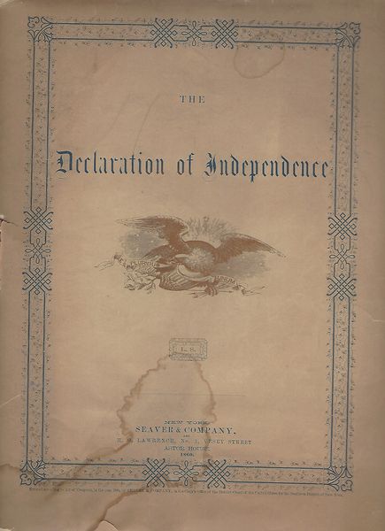 1860 Printing Of Declaration Of Independence Facsimile With Signer Biographies, Jefferson’s Corrections