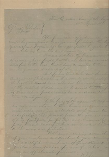 Robert E. Lee's Order No. 9 Thanks His Troops -- Fine Facsimile